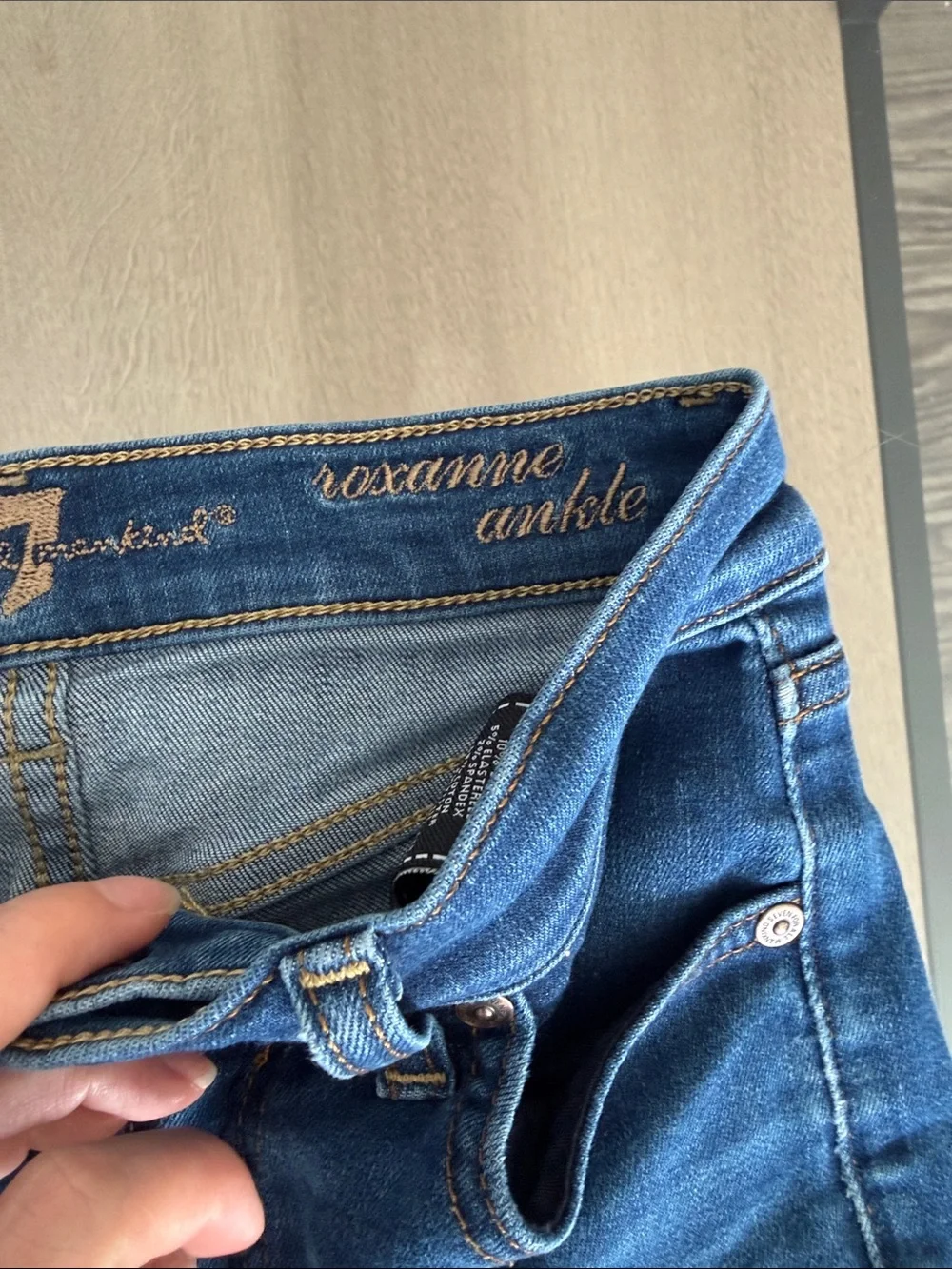 7 For All Mankind Dark Blue High-Rise Straight Jeans
